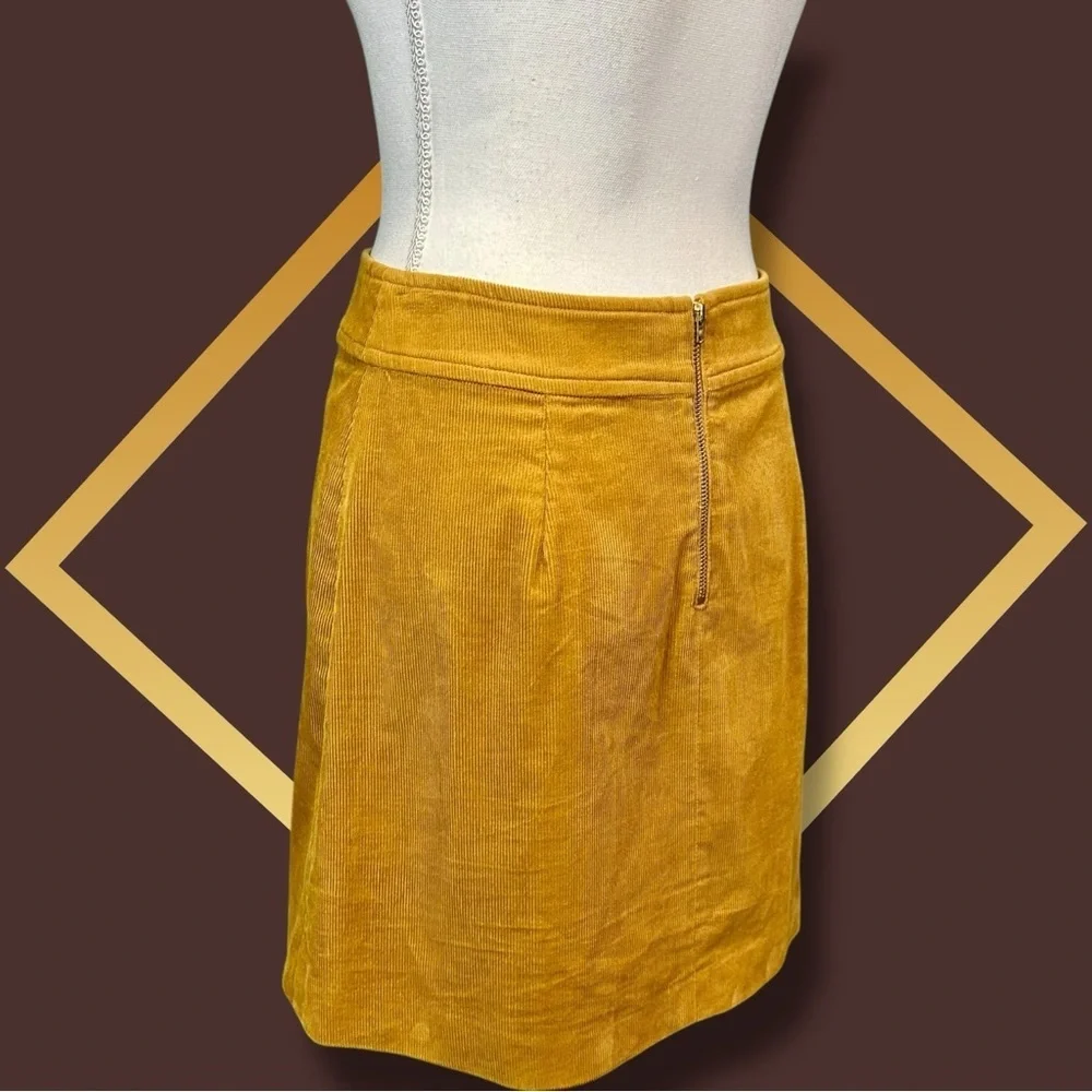 J. Crew Mercantile Corduroy A-Line Mini Skirt in “Marigold Deep Yellow” Size 2 - Picture 8 of 14